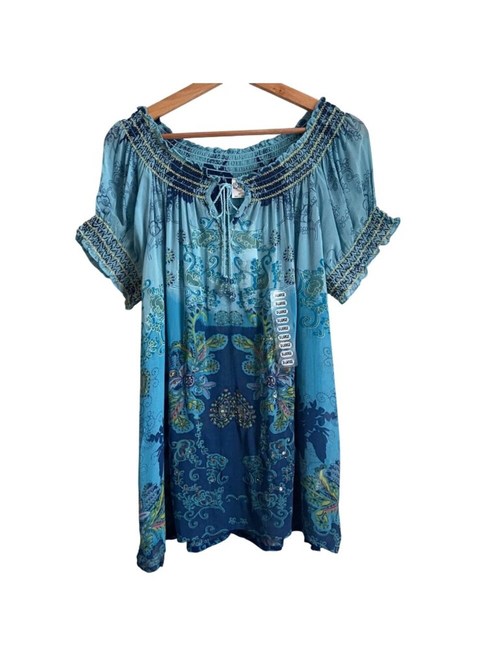 Bila Women Boho Peasant Blouse Tunic Size XL Festival Fairycore Cottagecore